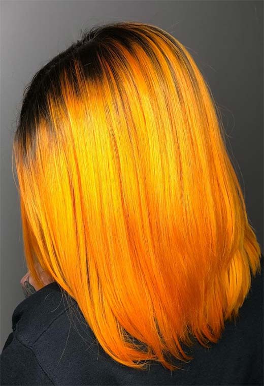 Tonos de color de cabello naranja: puntas de tinte de cabello naranja