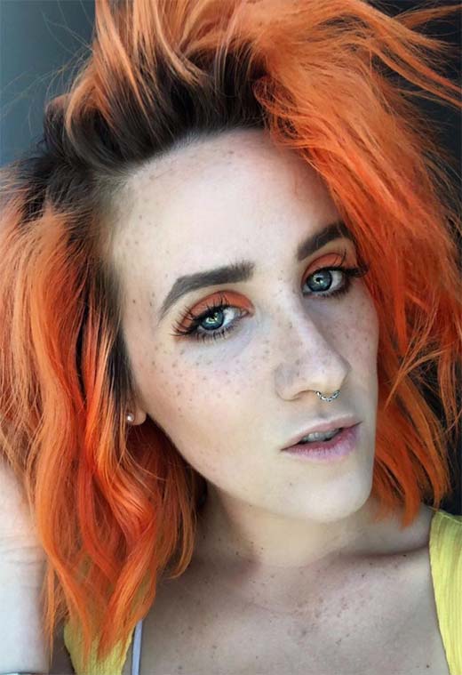 Tonos de color de cabello naranja: puntas de tinte de cabello naranja