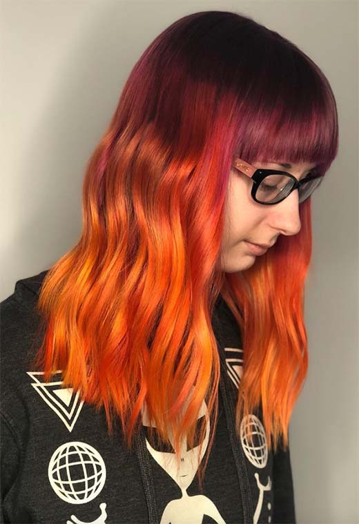 Tonos de color de cabello naranja: puntas de tinte de cabello naranja