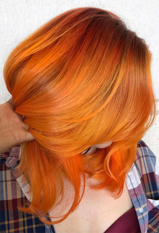 Tonos de color de cabello naranja: puntas de tinte de cabello naranja