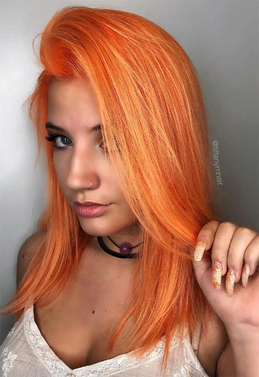 Tonos de color de cabello naranja: puntas de tinte de cabello naranja