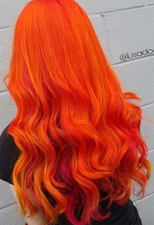 Tonos de color de cabello naranja: puntas de tinte de cabello naranja
