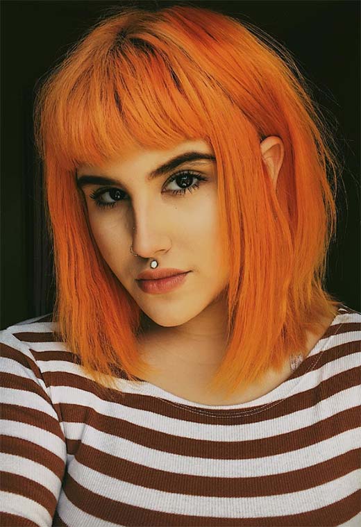 Tonos de color de cabello naranja: puntas de tinte de cabello naranja