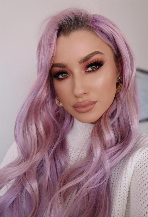 Maquiagem para cor de cabelo lilás